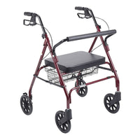Drive Medical Heavy Duty Bariatric Rollator Walker with Padded Seat, Red-Red, Aluminum