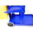 Johnny Vac Standard Janitor Cart JS0006BU - Blue-2 Front Caster Wheels Non Marking + 2