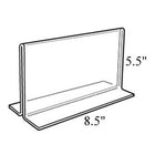 Azar Displays 5.5" x 8.5" Horizontal Double Sided Stand Up Acrylic Sign Holder, Clear, 10 Pack (152734)-Highlight important information from two different angles
