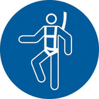 Accuform Signs Wear A Safety Harness Iso Mandatory Safety Labels, 4" x 4", Vinyl, Pictogram-Display Type Adhesive