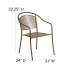 Flash Furniture Gold Indoor-Outdoor Steel Patio Arm Chair with Round Back-Plastic Floor Glides