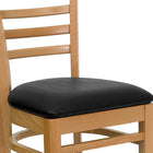 Flash Furniture HERCULES Series Ladder Back Natural Wood Restaurant Chair - Black Vinyl Seat-2.5'' Thick Foam Padded Seat