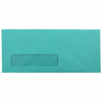 JAM Paper #10 Business Coloured Window Envelopes - 4.125" x 9.5" - Sea Blue Recycled - 50 Pack-Colour: Sea Blue