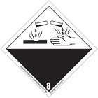 SPC - Étiquette Adhésive Danger de Classe 8 Corrosif - 4 po x 4 po - Noir sur Blanc - Paquet de 500-Étiquette adhésive Classe 8