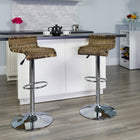 Flash Furniture Contemporary Wicker Adjustable Height Barstool with Waterfall Seat & Chrome Base-Height Adjustable Seat with Gas Lift