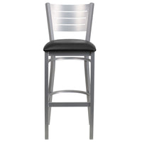Flash Furniture – Tabouret bistro en métal argenté, à dossier argenté ajouré et à siège en vinyle noir (XUDG60402BBKV)-Tabouret de bar en métal