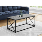 Monarch Specialties 3785 Coffee Table - 40"L/Grey Stone-Look/Black Metal-Add its bright black metal X shaped frame and you have a super-stylish center table that can handle your coffee, tea, books, laptop/tablet or any other decor items