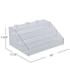 Azar Displays 3-Tier Acrylic Counter/Pegboard/Slatwall Step Display (326047)-Made from acrylic