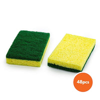 Action 1 Cellulose Scrub Sponges, 4.25 x 2.75 inches, Yellow/Green, 48 Pack-Packaging: includes total of 48 cellulose scrub sponges (12 packs of 2)