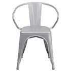 Flash Furniture Chaise pour intérieur / extérieur en métal argenté avec appuis-bras-Ensemble de 4 chaises empilables de style bistro