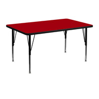 Flash Furniture 30''W x 48''L Rectangle Activity Table with Thermal Fused Top and Height Adjustable Pre-School Legs, Red-Red Laminate
