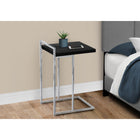 Monarch Specialties 3640 Accent Table - 25"H/Black/Chrome Metal-Sturdy chrome metal base rises above the tabletop to form a handle that can be used to carry this lightweight table as needed in a living room or bedroom, or any room in need of a small side table