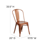 Flash Furniture Copper Metal Indoor-Outdoor Stackable Chair-Cross Brace under seat provides extra stability
