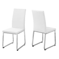 Monarch Specialties - 1093 Chaise - Simili-Cuir Blanc/Chrome - Paquet de 2-Chaise de salle à manger