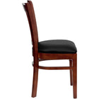 Flash Furniture Darby Slat Back Mahogany Wood Restaurant Chair - Black Vinyl Seat - 2 Pack-Black Vinyl Upholstered Seat