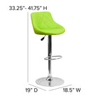 Flash Furniture Contemporary Green Vinyl Bucket Seat Adjustable Height Barstool with Diamond Pattern Back & Chrome Base - 2 Pack-Footrest