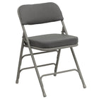 Flash Furniture HERCULES Premium Curved Triple Braced & Double Hinged Fabric Metal Folding Chair - Grey-Grey Fabric Upholstered Seat and Back