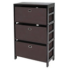 Winsome Wood Torino 4-Piece Set Storage Shelf with Black Fabric Baskets, Black (92438)-Constructed of Solid wood in Espresso Finish