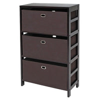 Winsome Wood Torino 4-Piece Set Storage Shelf with Black Fabric Baskets, Black (92438)-Constructed of Solid wood in Espresso Finish