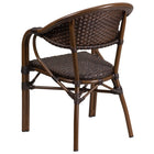Flash Furniture Milano Series Rattan Restaurant Patio Chair with Red Bamboo-Aluminum Frame - Dark Brown-Bark Brown Rattan Back and Seat