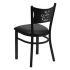 Flash Furniture HERCULES Series Black Coffee Back Metal Restaurant Chair - Black Vinyl Seat - 2 Pack-2.5" Thick Foam Padded Seat