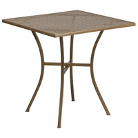Table de jardin carrée de 28 po en acier doré, intérieur/extérieur [CO-5-GD-GG]-Table de jardin