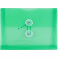 JAM Paper Plastic Envelopes with Button and String Tie Closure Index Booklet - 5.5" x 7.5" - Green - 12 Pack -Colour: Green