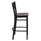 Flash Furniture HERCULES Series Black Grid Back Metal Restaurant Barstool - Mahogany Wood Seat - 2 Pack-Mahogany Finished Wood Seat