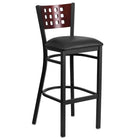 Flash Furniture HERCULES Series Black Cutout Back Metal Restaurant Barstool - Mahogany Wood Back, Black Vinyl Seat-500 lb. Weight Capacity