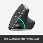 Logitech MX Vertical Ergonomic Wireless Mouse - Graphite-Designed and tested with criteria set out by leading ergonomists - improve posture, lower muscle strain, and reduce wrist pressure