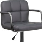 Flash Furniture Contemporary Grey Quilted Vinyl Adjustable Height Barstool with Arms & Chrome Base-CA117 Fire Retardant Foam