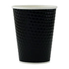 Tannex Double Wall Paper Hot Cups and Lids Combo - 12oz - Black Diamond - 100 Pack-Premium double wall construction for sturdy feel