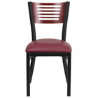 Flash Furniture - Chaise de restaurant en métal noir de la série HERCULES - dossier bois d'acajou, siège en vinyle bourgogne-Chaise en métal