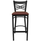 Flash Furniture HERCULES Series Black "X" Back Metal Restaurant Barstool - Burgundy Vinyl Seat - 2 Pack-Set of 2 Metal Dining Bar Stools