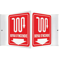 Accuform Signs "Boyau D'Incendie" Projection Sign, 6" x 5", Plastic, French With Pictogram-Display Type Bolt-On