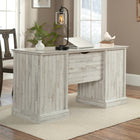 Sauder 59"W Barrister Lane Executive Desk - White Plank-Adjustable shelf behind door for flexible storage options