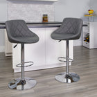Flash Furniture Contemporary Vinyl Bucket Seat Adjustable Height Barstools with Chrome Base - Grey - 2 Pack-Seat Adjusts from Counter to Bar Height
