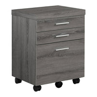 Monarch Specialties 7049 3-Drawer Filing Cabinet - Dark Taupe -Finished in a sophisticated dark taupe wood-look on all sides with stylish silver plastic drawer pulls 