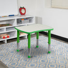 Flash Furniture 21.875"W x 26.625"L Rectangular Green Plastic Height Adjustable Activity Table with Grey Top-1" Thick Laminate Grey Table Top