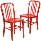 Flash Furniture Commercial Grade Metal Indoor-Outdoor Chairs - Red - 2 Pack-500 lb. Static Weight Capacity