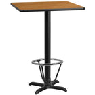 Flash Furniture Dessus de table carré de 30 po en stratifié de bois naturel avec base de table de 22 x 22 po à hauteur de bar-Table d'hospitalité à hauteur de bar