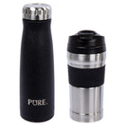 PURE Drinkware - Ensemble de verre, gourde et gobelet à café, noir-Matériau: acier inoxydable 18/8 de première qualité