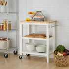 TRINITY Kitchen Cart, White (TBFLWH-1402)-Weight capacity (evenly distributed): 50 lbs per shelf / 50 lbs on wood top
