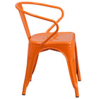 Flash Furniture Chaise pour intérieur / extérieur en métal orange avec appuis-bras-Dossier courbé avec latte verticale