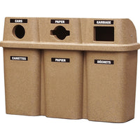 Techstar Plastics Bulls eye Recycling Container Triple, 75 Gallons, Sandstone (575-SANDSTONE)-Capacity - 3 x 114L/90 US Gal.