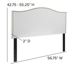 Flash Furniture - Tête de lit Lexington double rembourrée avec garniture pour clous décoratifs en tissu blanc-Garniture tête de clou en laiton