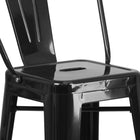 Flash Furniture Commercial Grade 30" High Black Metal Indoor-Outdoor Barstool with Back-Black Powder Coated Frame Finish