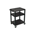 H Wilson 3 Shelves Tuffy AV Cart, Black-Black