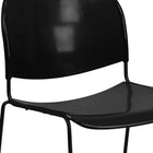 Flash Furniture HERCULES Series Black Ultra-Compact Stack Chair with Black Powder Coated Frame-Carrying Handle to better transport