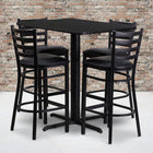 Flash Furniture 24''W x 42''L Rectangle Black Laminate X-Base Table Set with 4 Ladder Back Metal Bar Stools, Black Vinyl Seat-Set Includes 4 Bar Stools, Rectangle Table Top and X-Base